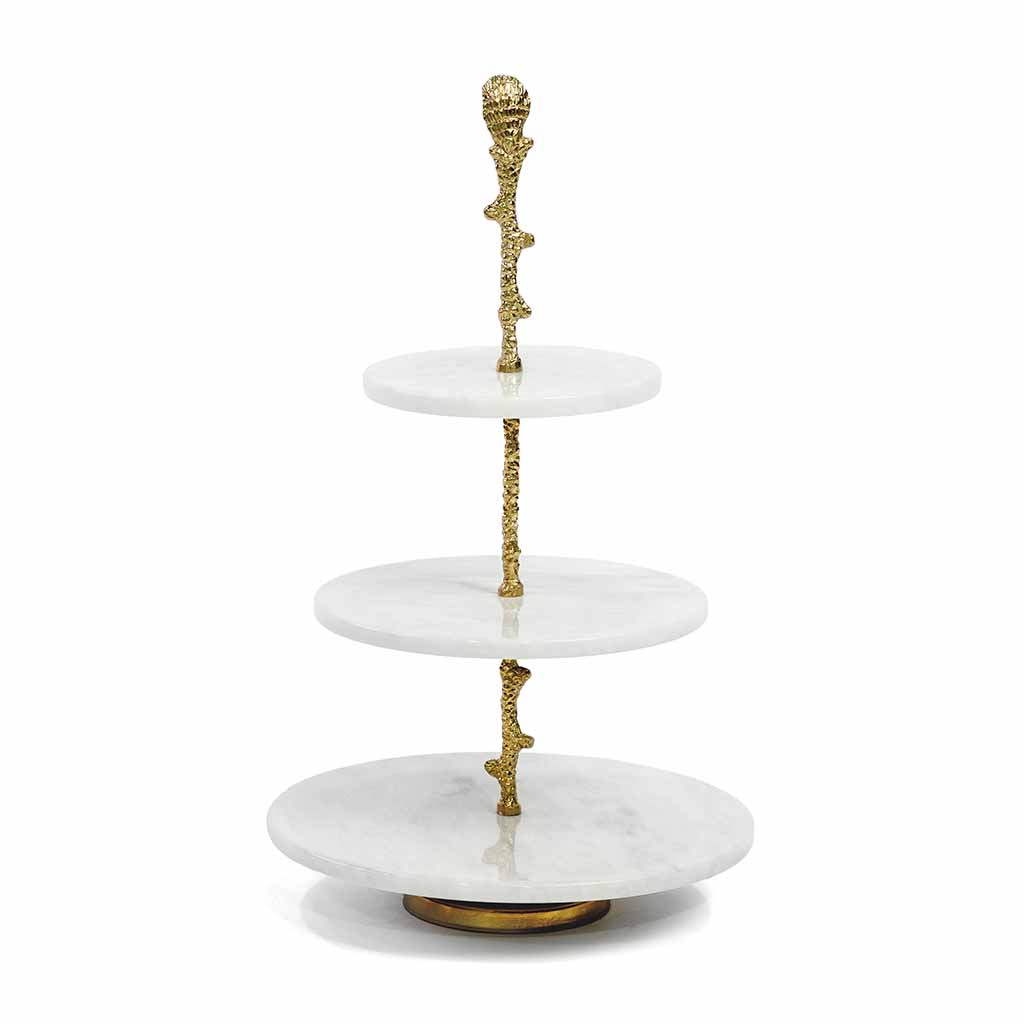 Coral 3 Tier Platter by CREO Home And Living Accents, featuring an elegant design that beautifully displays a variety of treats for gatherings in UAE homes.