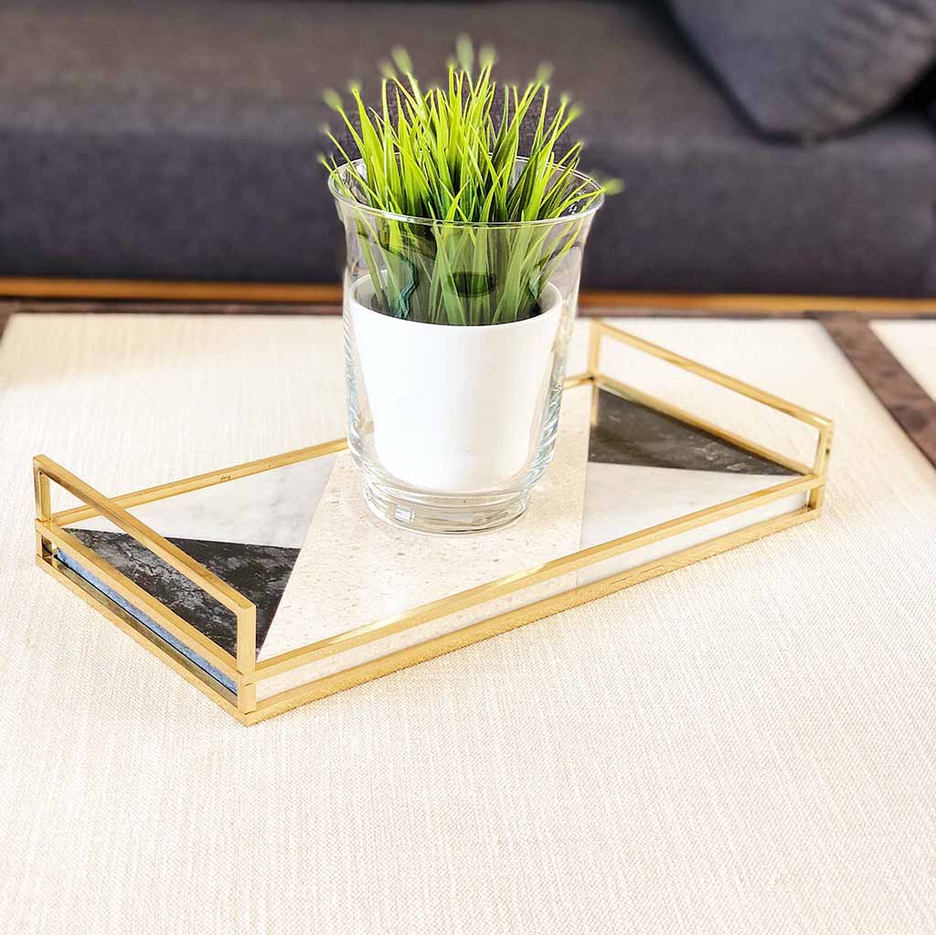 Vulcano Tray Centerpiece , Table Tray Décor, Decorative Serving Trays, Center Piece Online, Classy Center Pieces