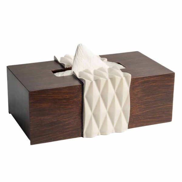 Lignum Tissue Box made from premium wood, featuring an elegant design that adds sophistication to home décor while conveniently storing tissues in UAE.